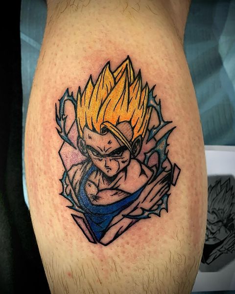 J jette l’encre mollet “DBZ” tattoo